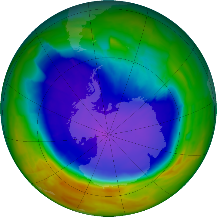Antarctic ozone map for 25 September 2011